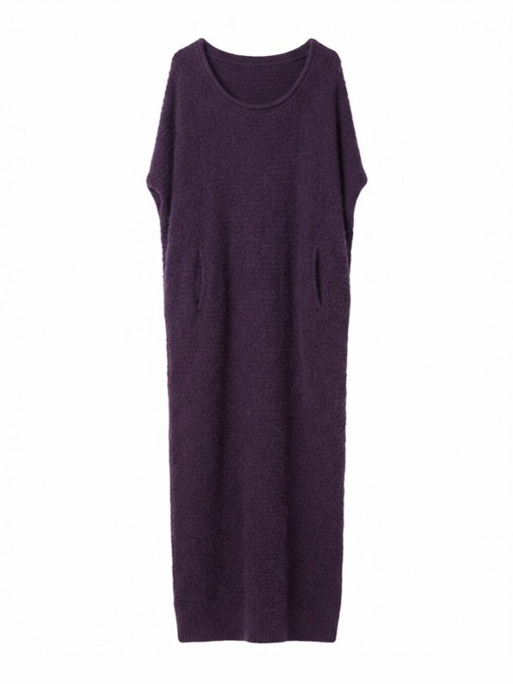 Wool Sarah Pacini Purple Knit Maxi Dress One Size